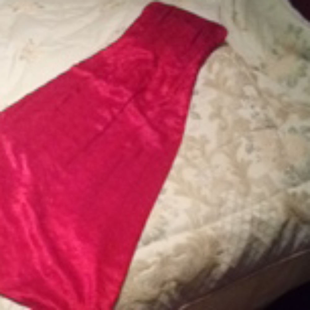 Red satin strapless dress